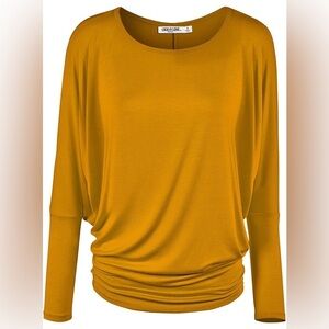 Lock & Love Draped Long Sleeve Batwing Dolman Mustard Size S NWT